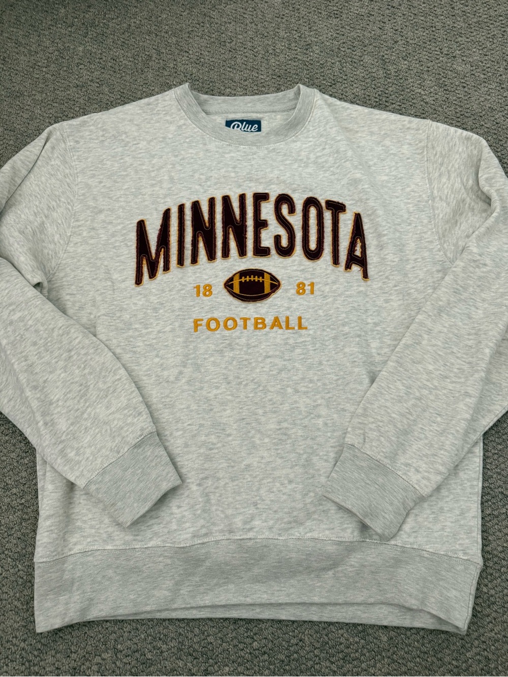 Blue 84 Gray Minnesota Football Crewneck